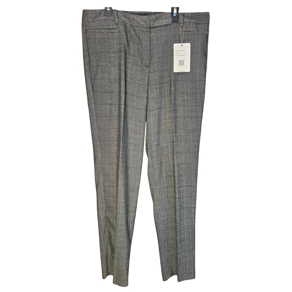 Zac & Rachel Womens Size 12 Slim Leg Dress Pants Grey Purple Plaid Herringbone